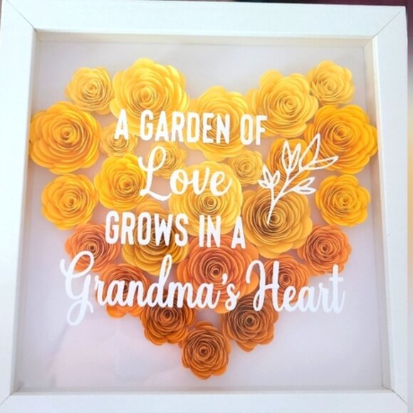 Beautiful Grandma Gift Floral Yellow Flower Shadow Box Frame Wall Art Decor - Picture 1 of 2